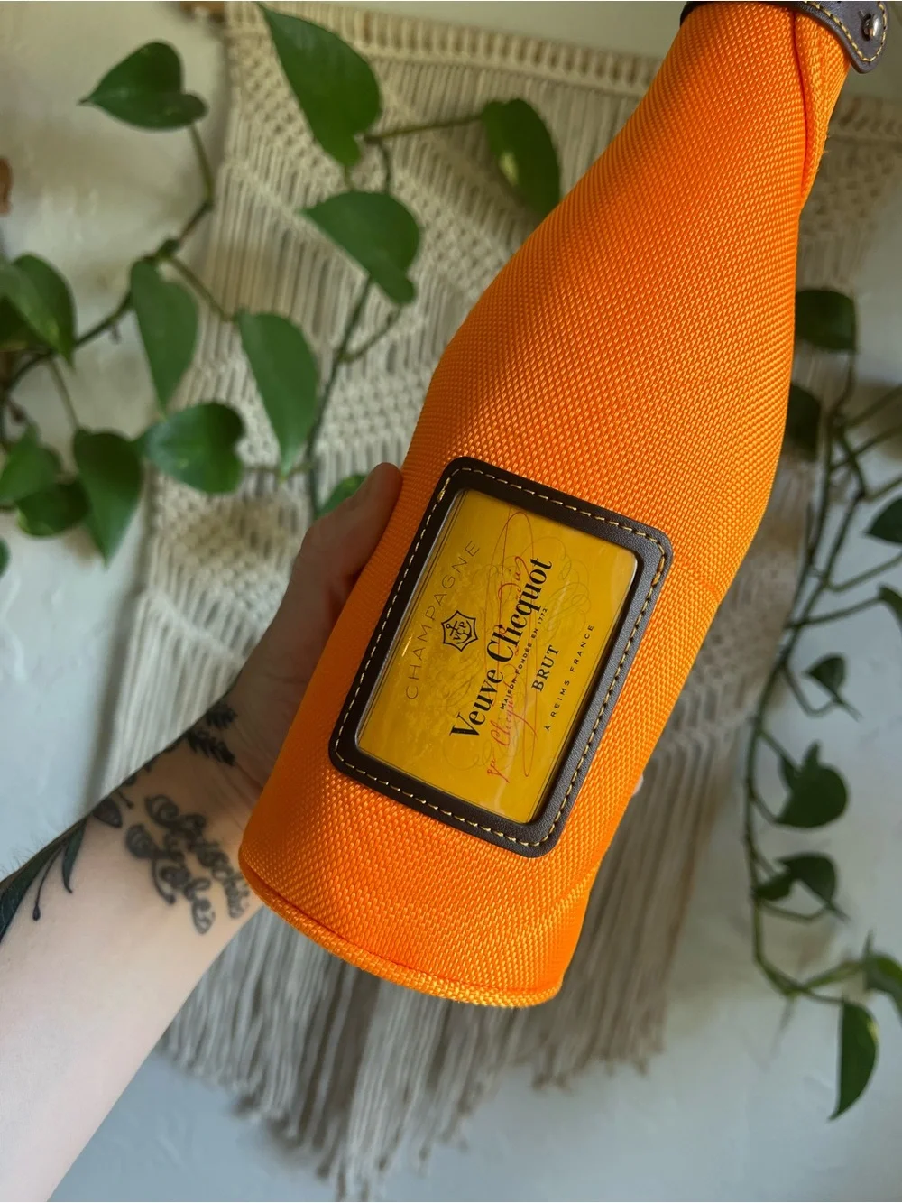 Veuve Clicquot Champagne Bottle Carrier Cooler Sleeve Orange Insulated Wine Tote